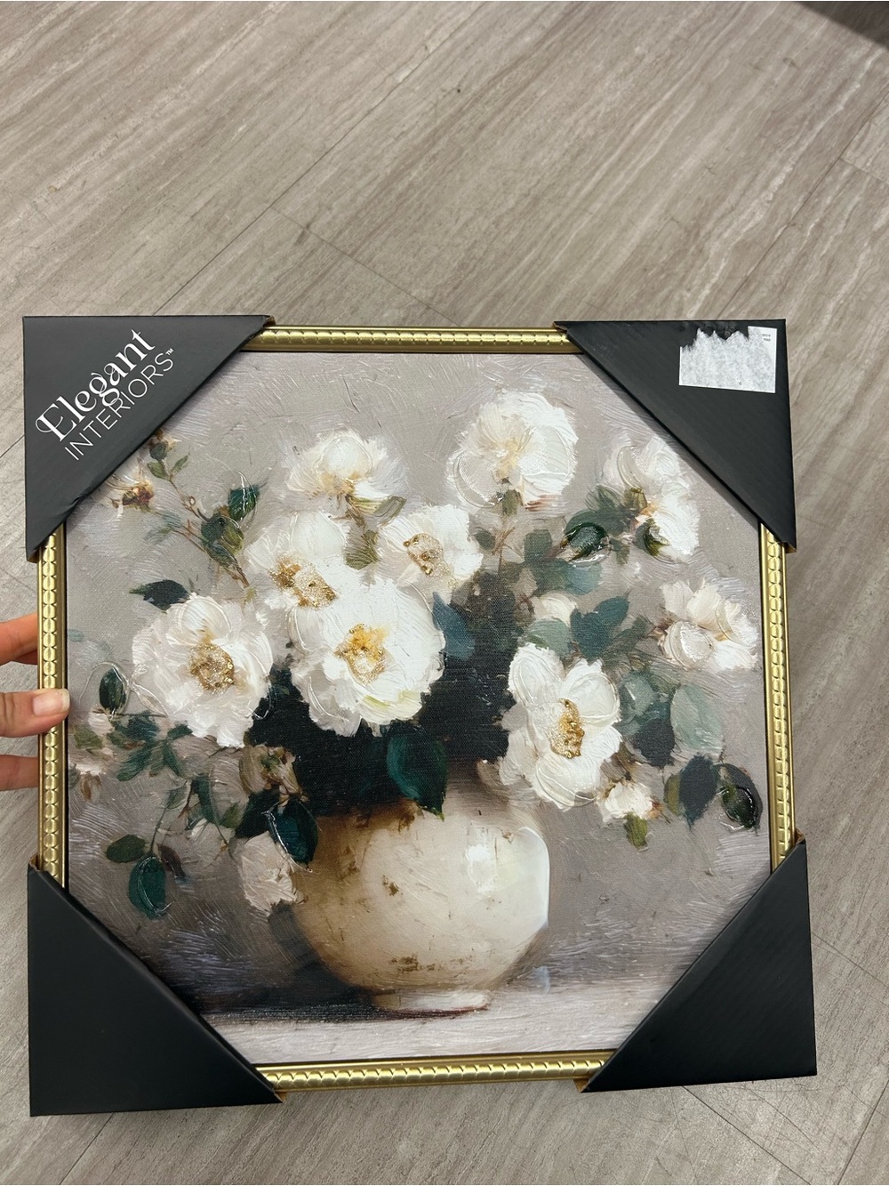 NWT White Floral Canvas Wall Art